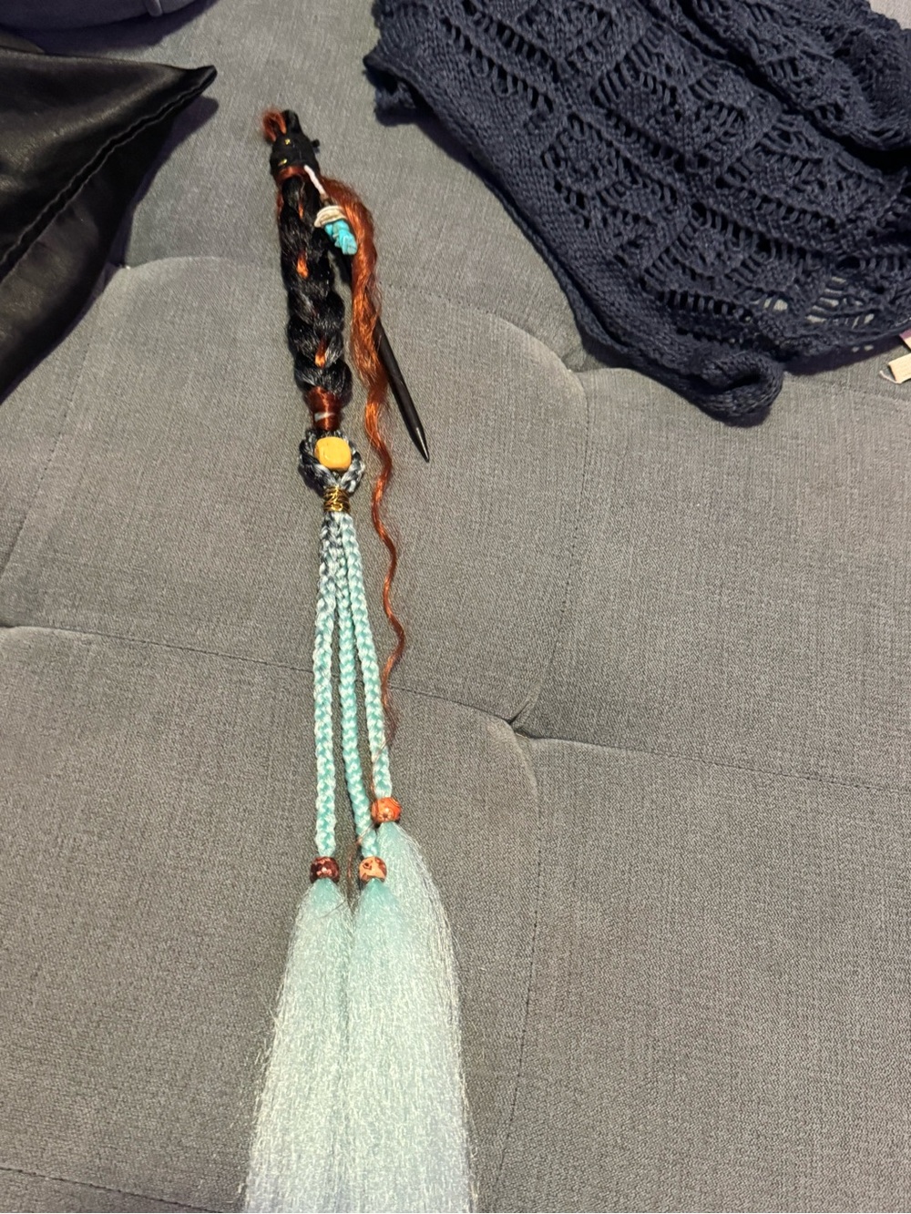 Bohemian Braided Hair Wrap Accessory with Turquoise Beads - Unbranded - Picture 9 of 10